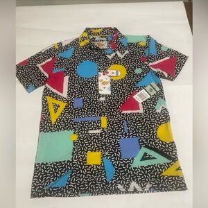 Oh Snap Drill Clothing Stretch Bold  Short Sleeve Button Down Shirt Men’s Small